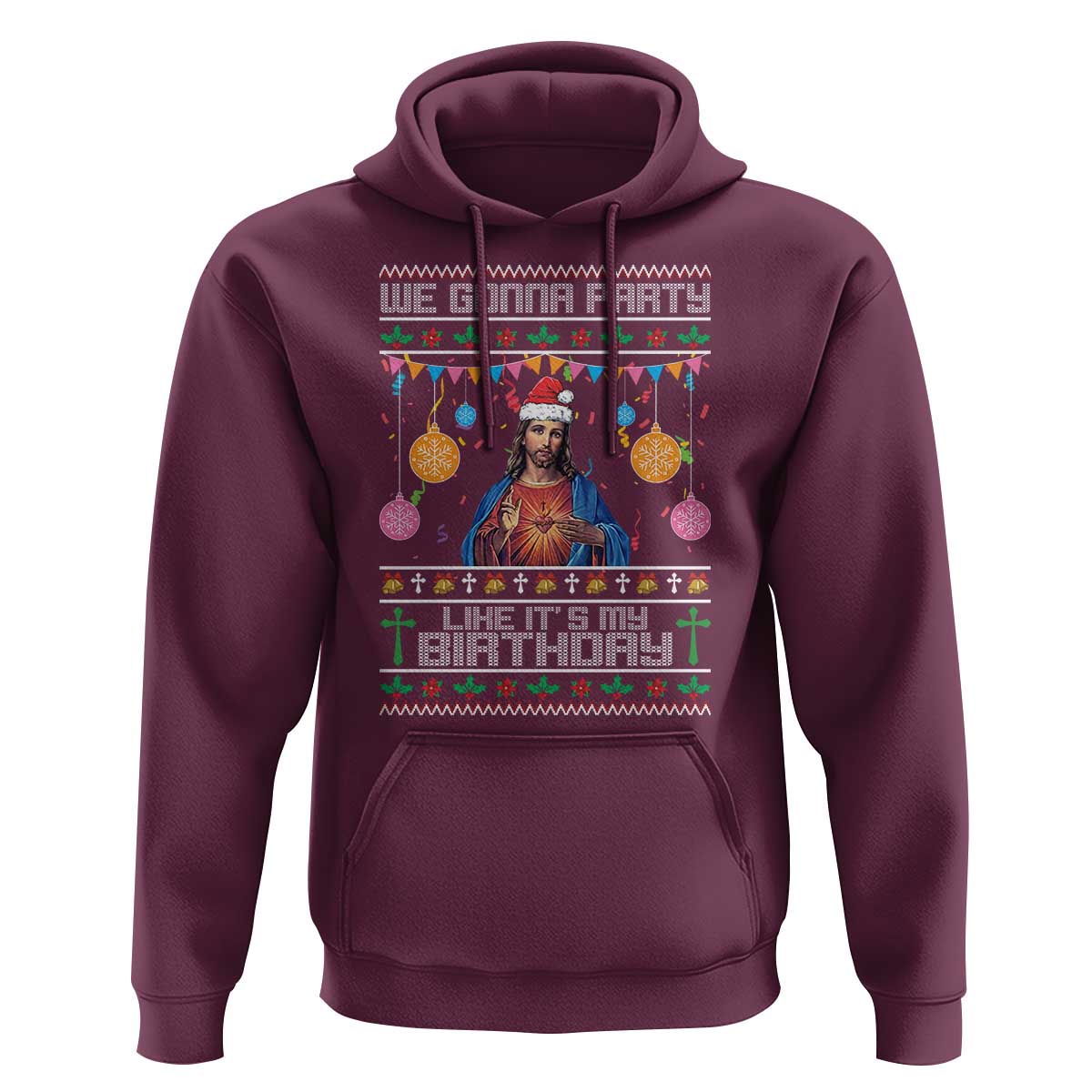 Funny Jesus Christmas Hoodie We Gonna Party Like It's My Birthday Christian Xmas