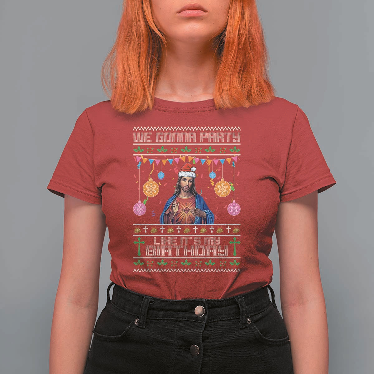 Funny Jesus Christmas T Shirt For Women We Gonna Party Like It's My Birthday Christian Xmas - Wonder Print Shop