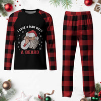 Funny Xmas Santa Plaid Pajama Set I Love A Man With A Beard Snowflake - Wonder Print Shop
