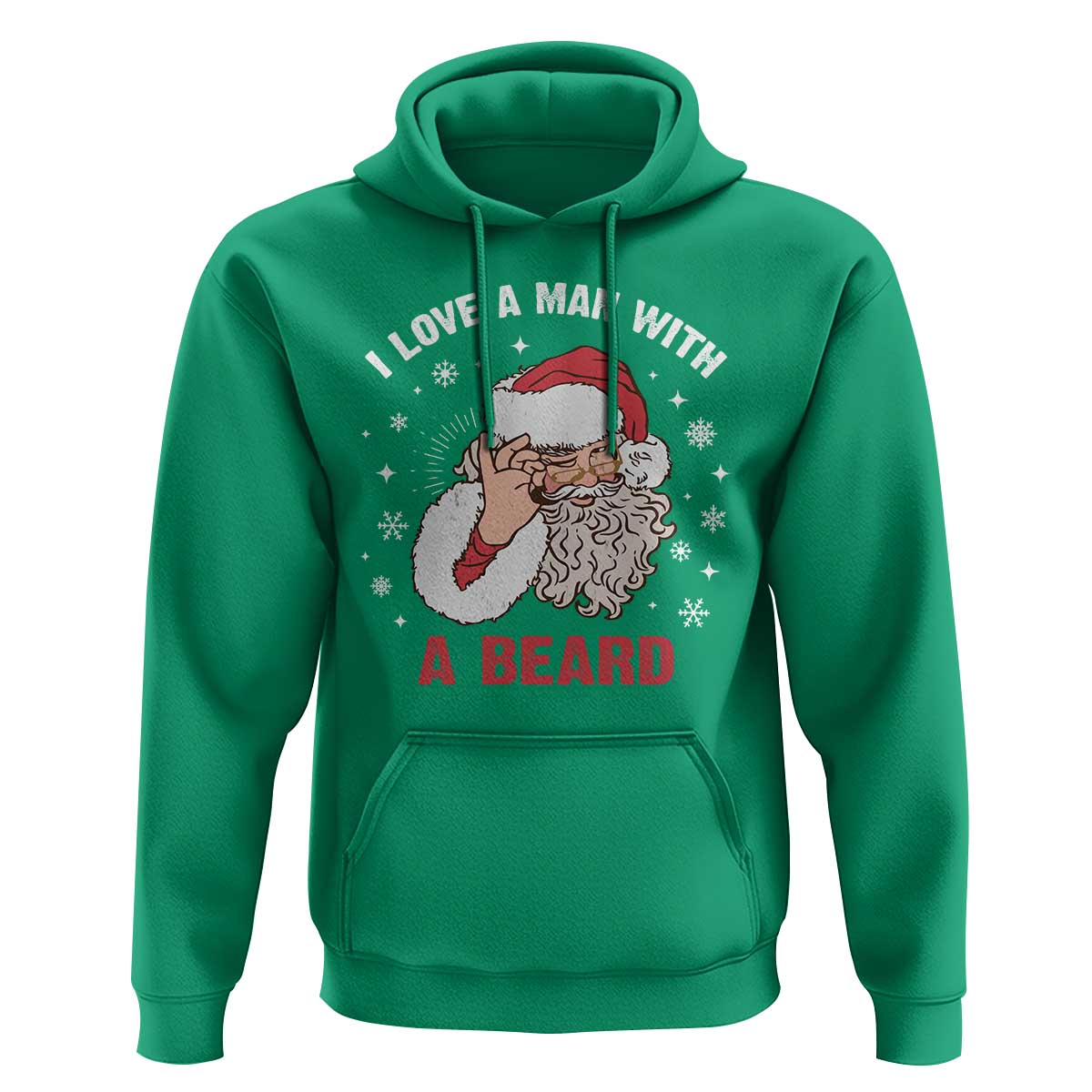 Funny Christmas Santa Hoodie I Love A Man With A Beard Snowflake