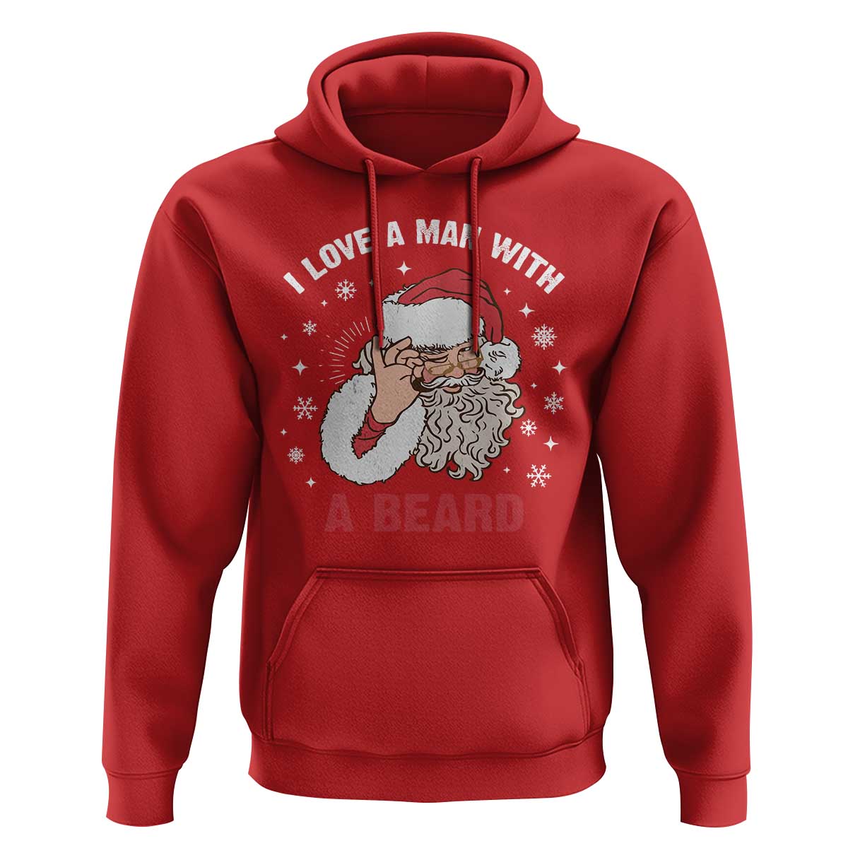 Funny Christmas Santa Hoodie I Love A Man With A Beard Snowflake