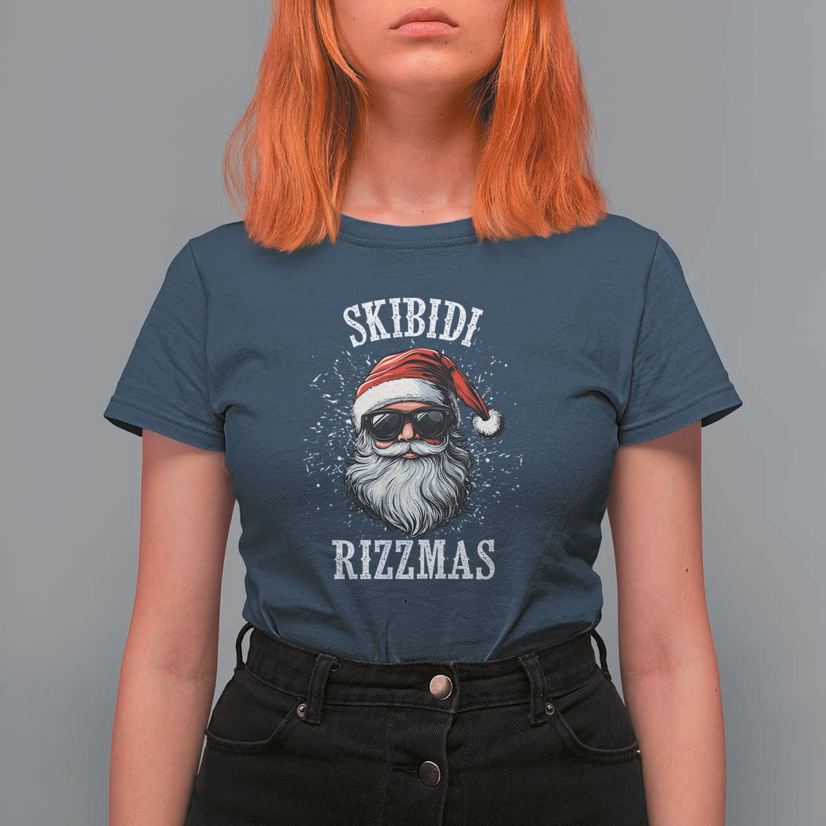 Funny Christmas Santa T Shirt For Women Skibidi Rizzmas Charisma Rizz Santa Claus - Wonder Print Shop