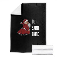 Funny Christmas Naughty Santa Throw Blanket Ol' Saint Thicc Kiss My Ass - Wonder Print Shop