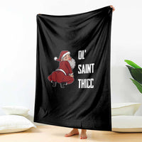 Funny Christmas Naughty Santa Throw Blanket Ol' Saint Thicc Kiss My Ass - Wonder Print Shop