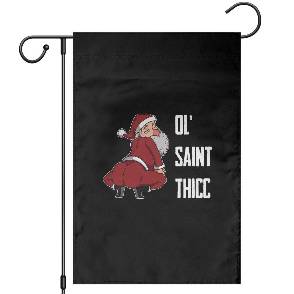 Funny Christmas Naughty Santa Garden Flag Ol' Saint Thicc Kiss My Ass - Wonder Print Shop