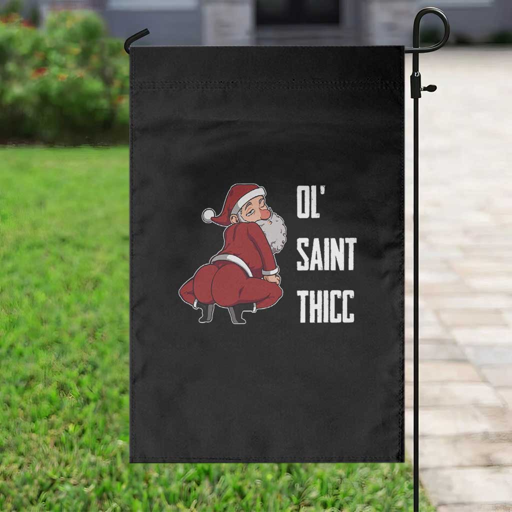 Funny Christmas Naughty Santa Garden Flag Ol' Saint Thicc Kiss My Ass - Wonder Print Shop