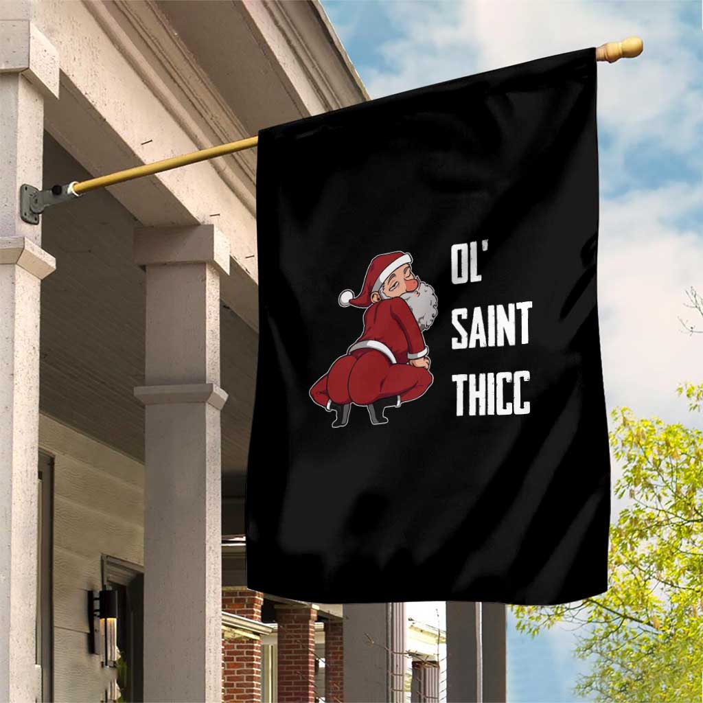 Funny Christmas Naughty Santa Garden Flag Ol' Saint Thicc Kiss My Ass - Wonder Print Shop