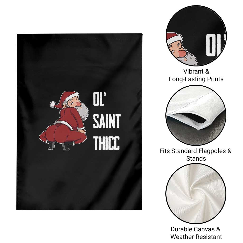 Funny Christmas Naughty Santa Garden Flag Ol' Saint Thicc Kiss My Ass - Wonder Print Shop