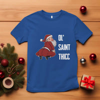 Funny Christmas Naughty Santa T Shirt Ol' Saint Thicc Kiss My Ass - Wonder Print Shop