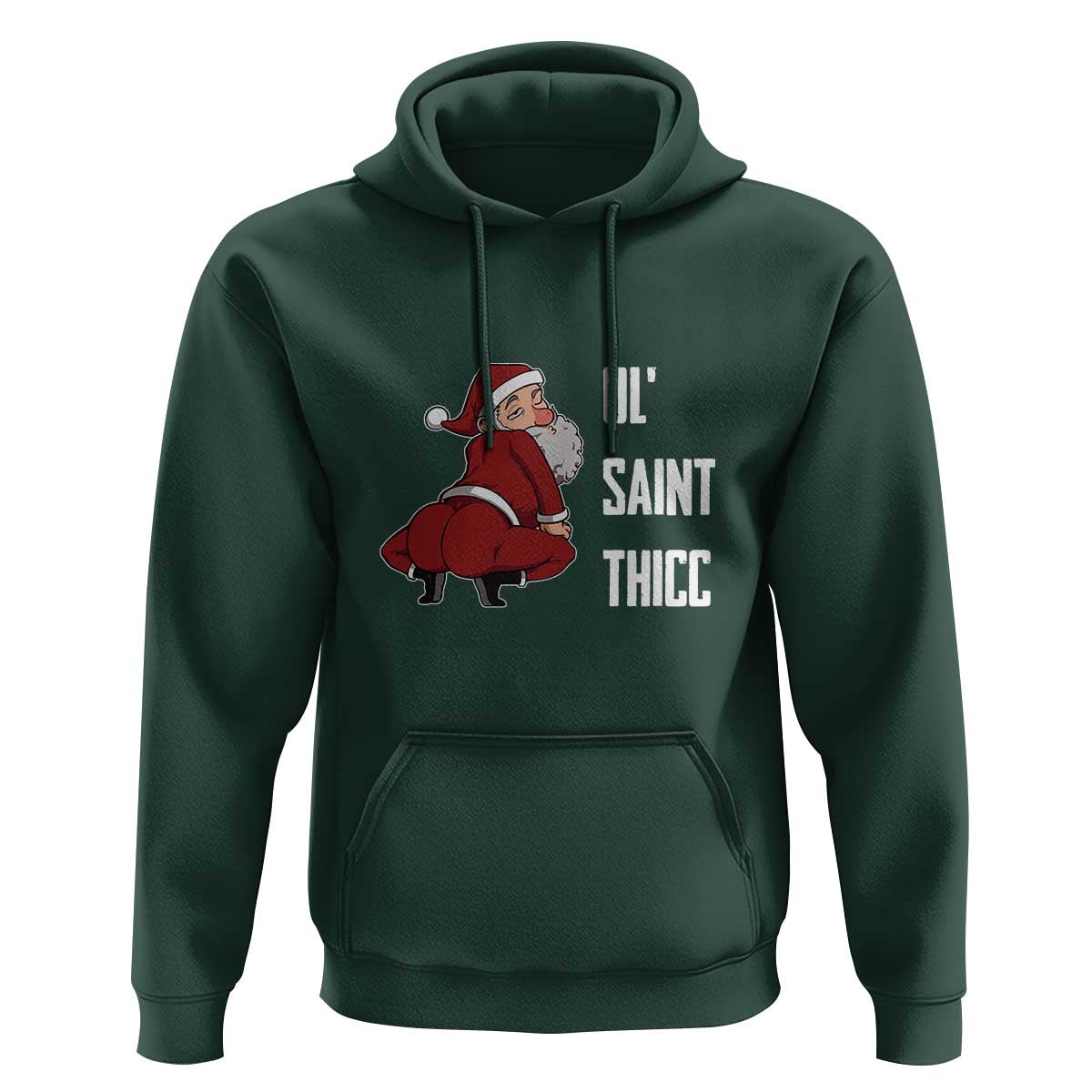 Funny Christmas Naughty Santa Hoodie Ol' Saint Thicc Kiss My Ass