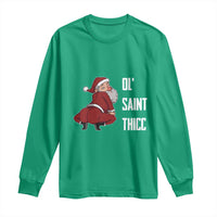 Funny Christmas Naughty Santa Long Sleeve Shirt Ol' Saint Thicc Kiss My Ass