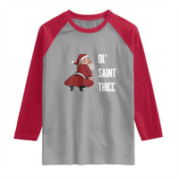 Funny Christmas Naughty Santa Raglan Shirt Ol' Saint Thicc Kiss My Ass - Wonder Print Shop