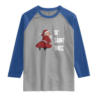 Funny Christmas Naughty Santa Raglan Shirt Ol' Saint Thicc Kiss My Ass - Wonder Print Shop
