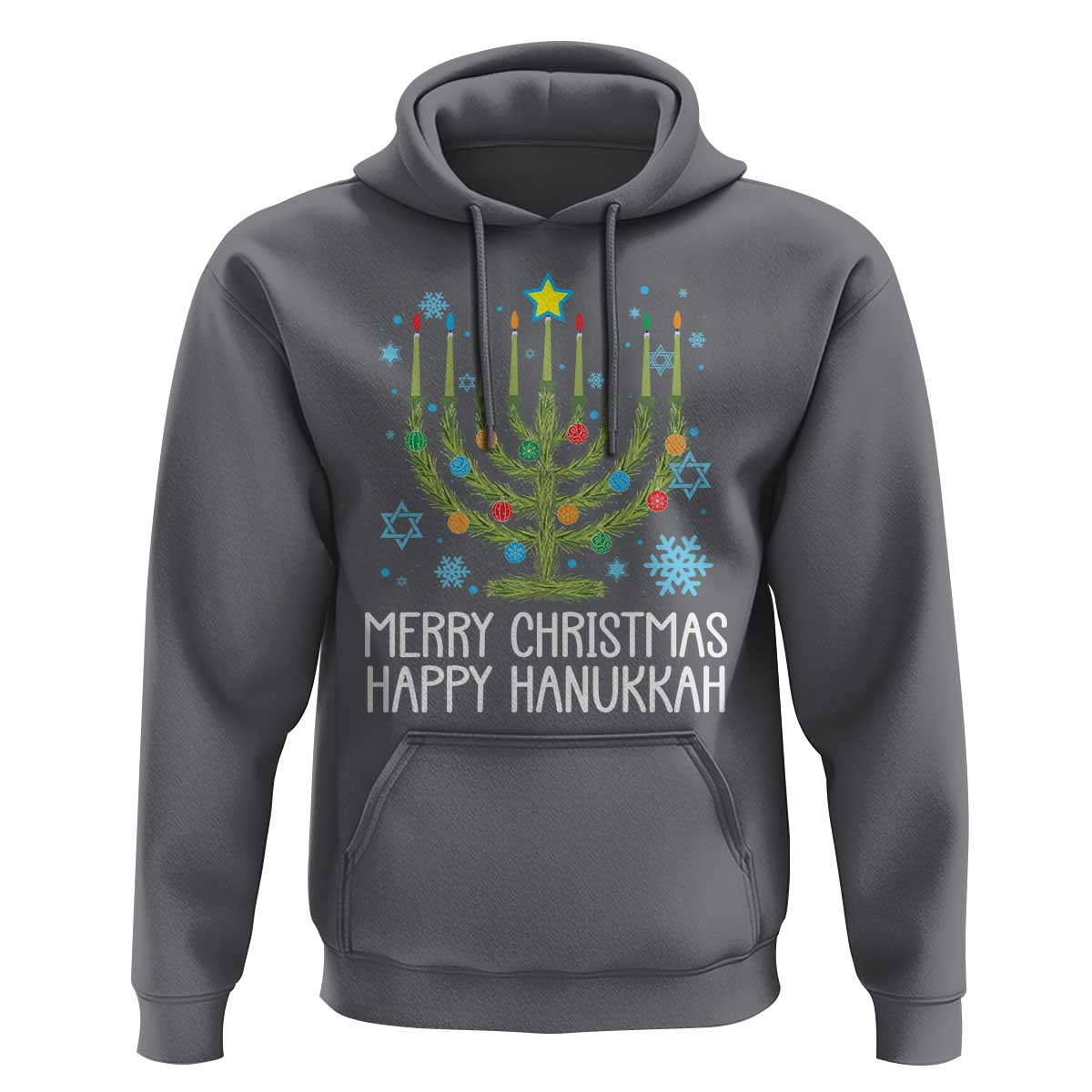 Funny Chrismukkah Hoodie Merry Christmas Happy Hanukkah Christmas Tree Jewish Menorah