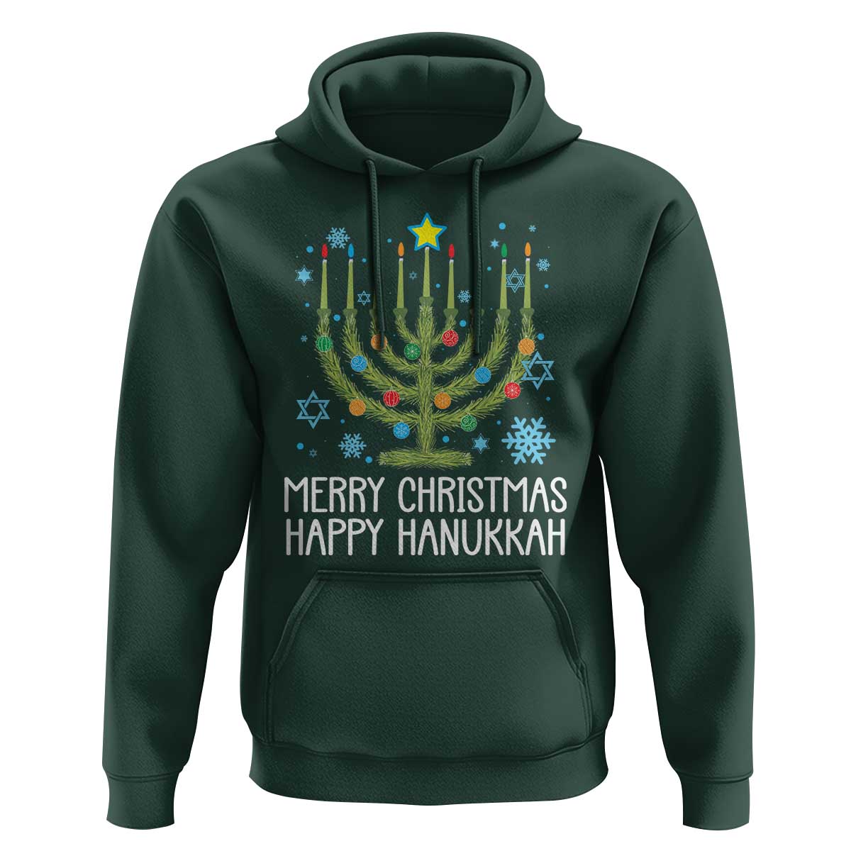 Funny Chrismukkah Hoodie Merry Christmas Happy Hanukkah Christmas Tree Jewish Menorah