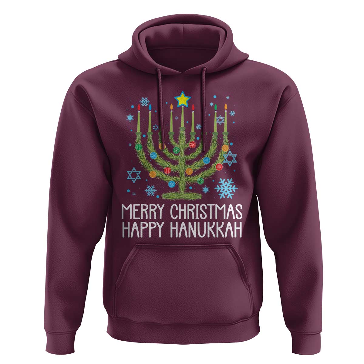 Funny Chrismukkah Hoodie Merry Christmas Happy Hanukkah Christmas Tree Jewish Menorah