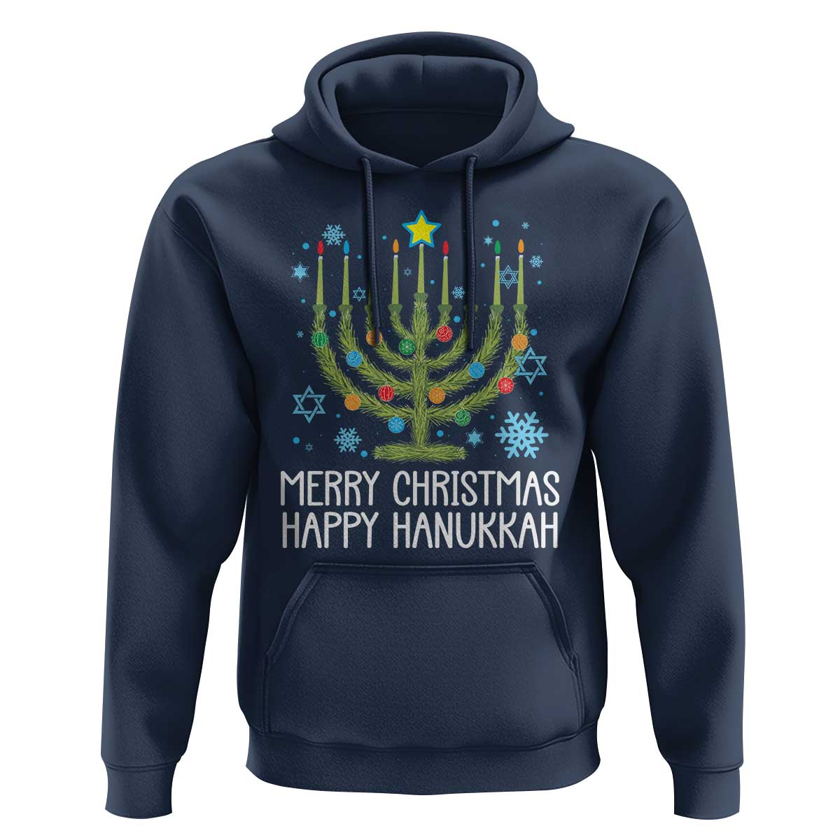 Funny Chrismukkah Hoodie Merry Christmas Happy Hanukkah Christmas Tree Jewish Menorah