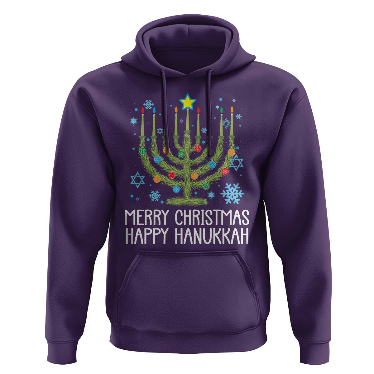 Funny Chrismukkah Hoodie Merry Christmas Happy Hanukkah Christmas Tree Jewish Menorah