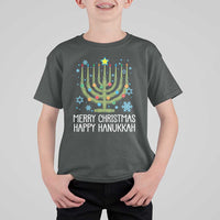Funny Chrismukkah T Shirt For Kid Merry Christmas Happy Hanukkah Christmas Tree Jewish Menorah - Wonder Print Shop