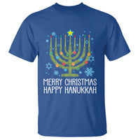 Funny Chrismukkah T Shirt Merry Christmas Happy Hanukkah Christmas Tree Jewish Menorah - Wonder Print Shop