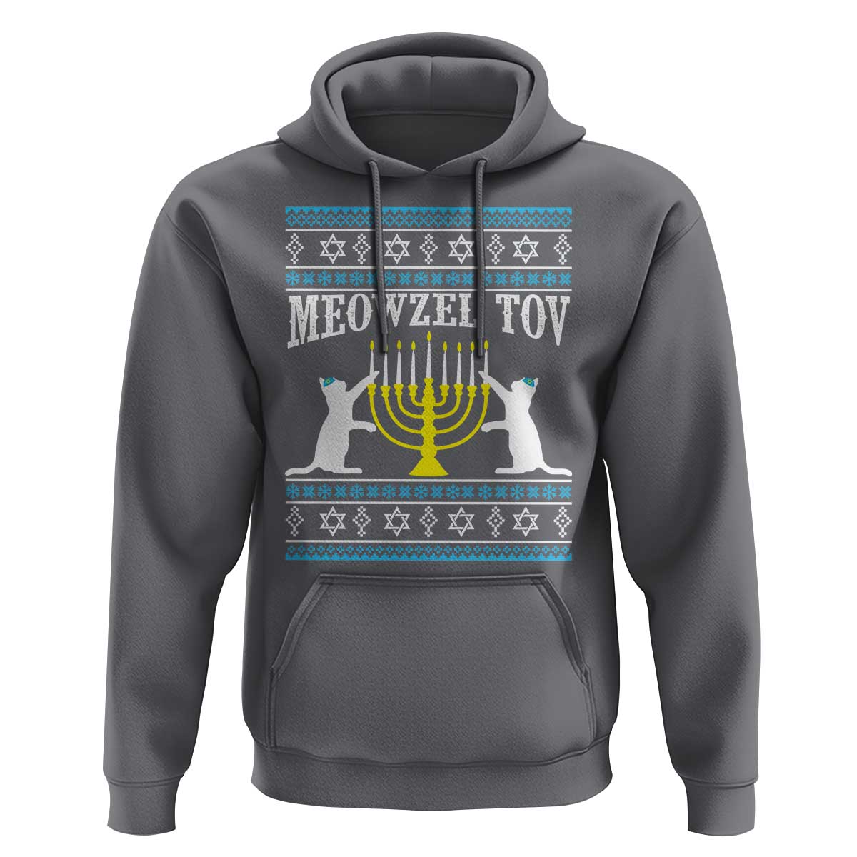 Meowzel Tov Hoodie Funny Hanukkah Cat Jewish Chanukah Menorah