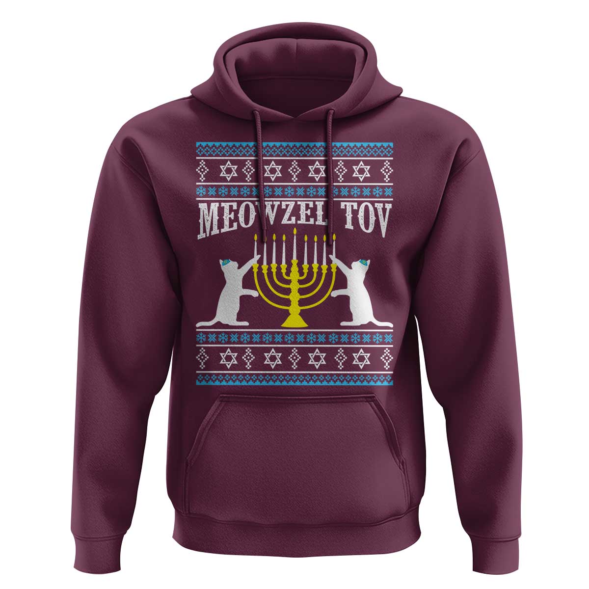 Meowzel Tov Hoodie Funny Hanukkah Cat Jewish Chanukah Menorah