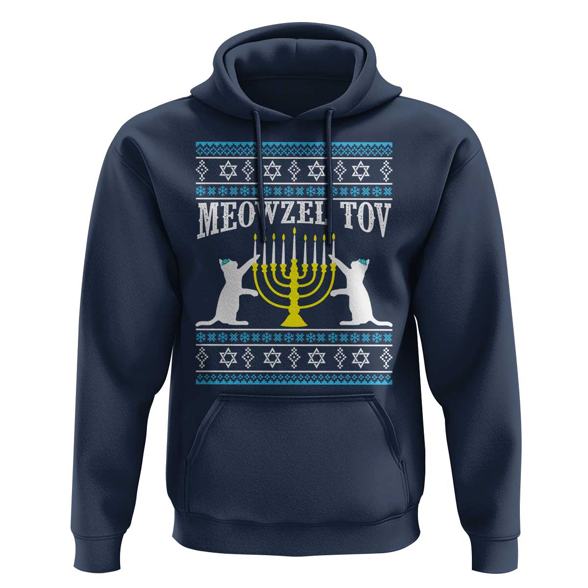 Meowzel Tov Hoodie Funny Hanukkah Cat Jewish Chanukah Menorah