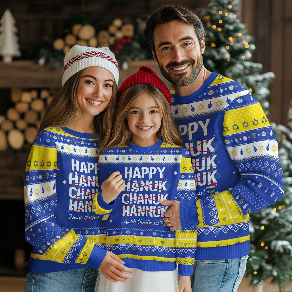 Happy Hanukkah Ugly Sweater Hanuk Chanuk Jewish Christmas Menorah - Wonder Print Shop