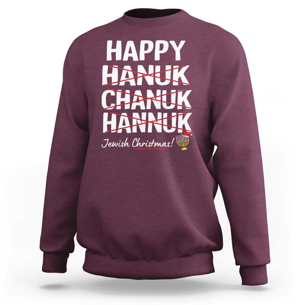 Funny Hanukkah Sweatshirt Happy Hanuk Chanuk Hannuk Jewish Christmas Menorah - Wonder Print Shop
