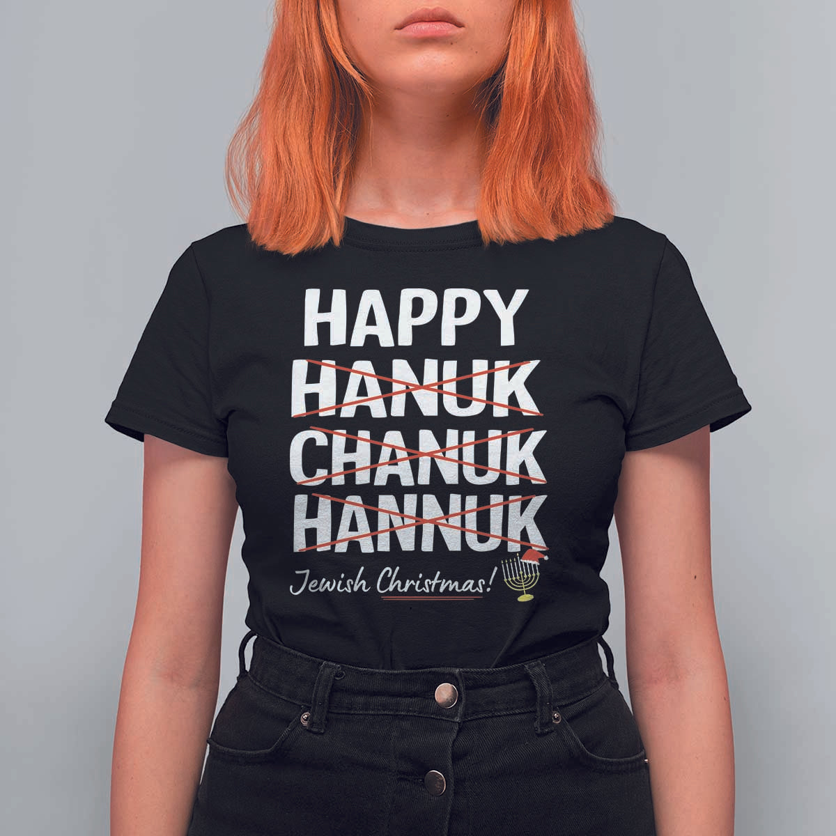 Funny Hanukkah T Shirt For Women Happy Hanuk Chanuk Hannuk Jewish Christmas Menorah - Wonder Print Shop