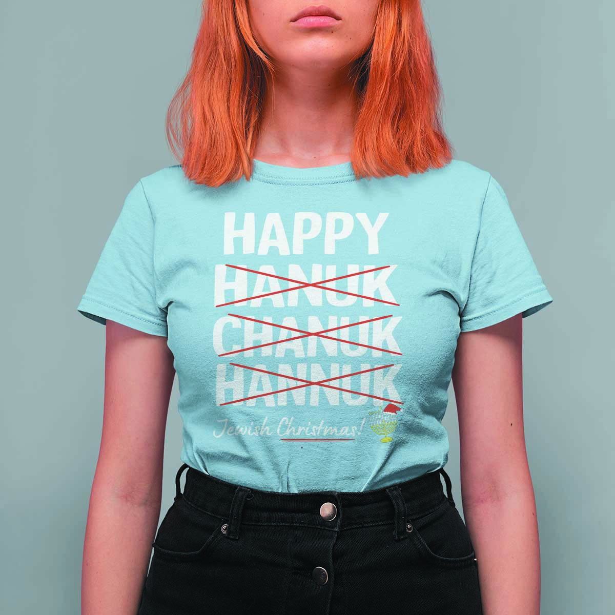Funny Hanukkah T Shirt For Women Happy Hanuk Chanuk Hannuk Jewish Christmas Menorah - Wonder Print Shop