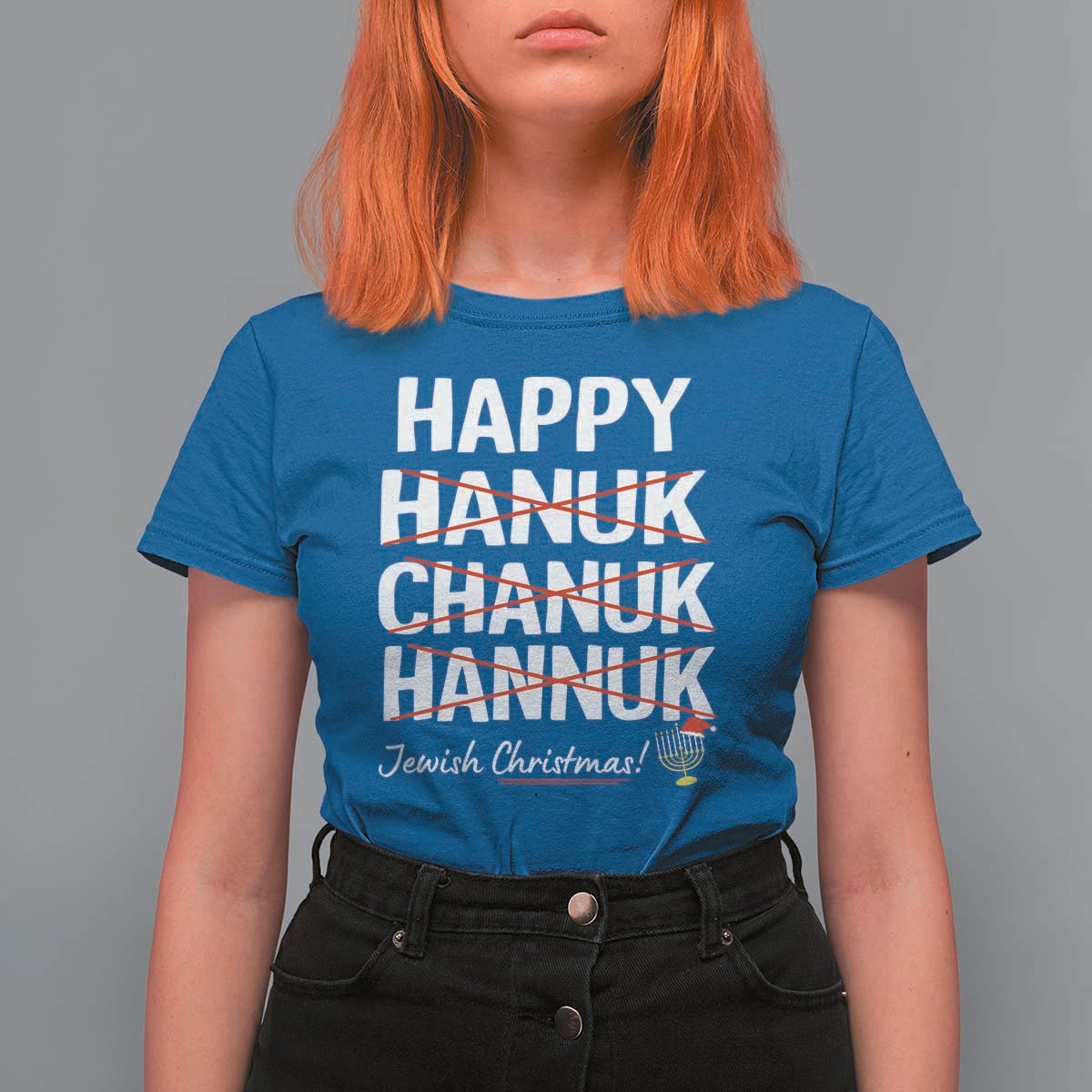 Funny Hanukkah T Shirt For Women Happy Hanuk Chanuk Hannuk Jewish Christmas Menorah - Wonder Print Shop