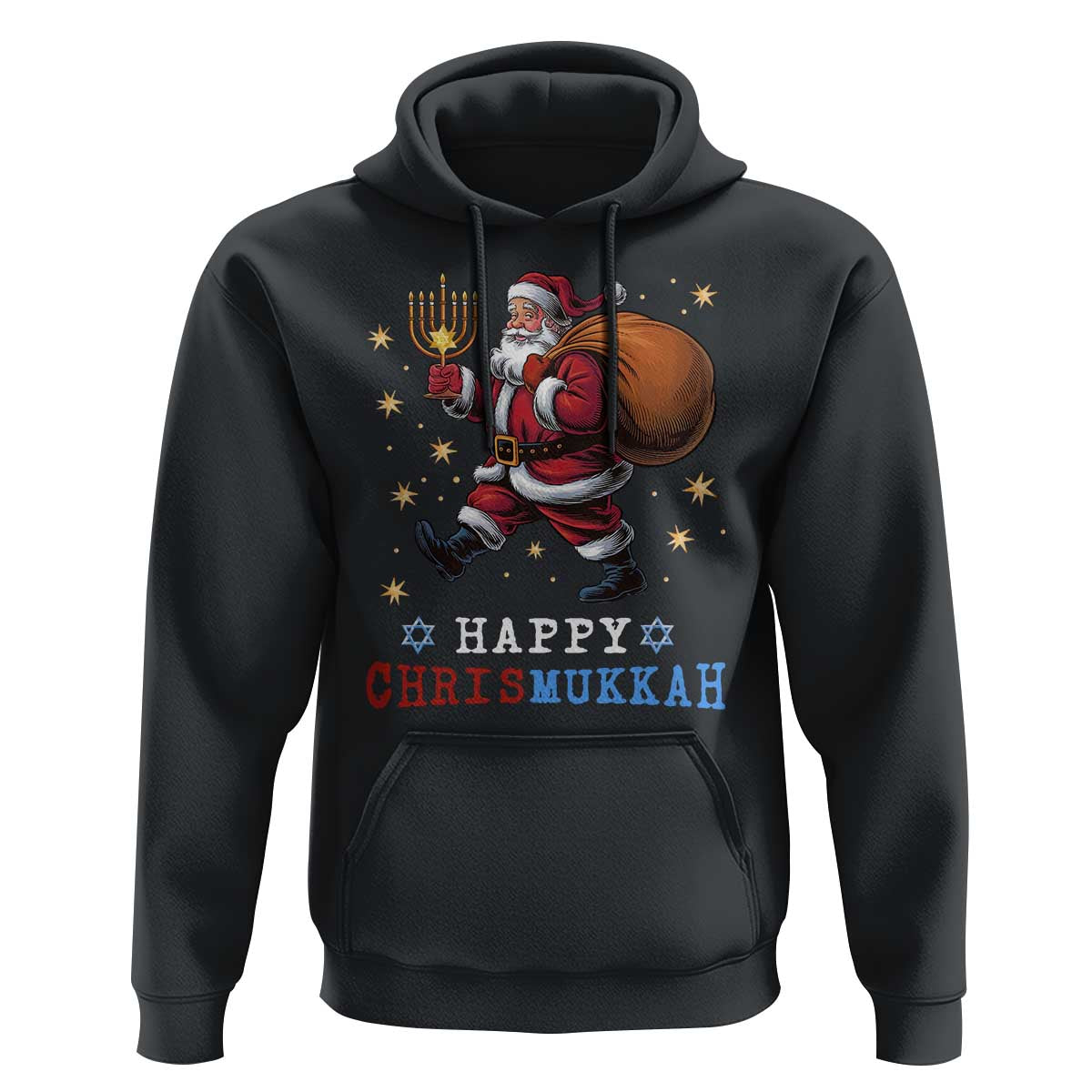 Funny Christmas Hanukkah Hoodie Happy Chrismukkah Santa Menorah