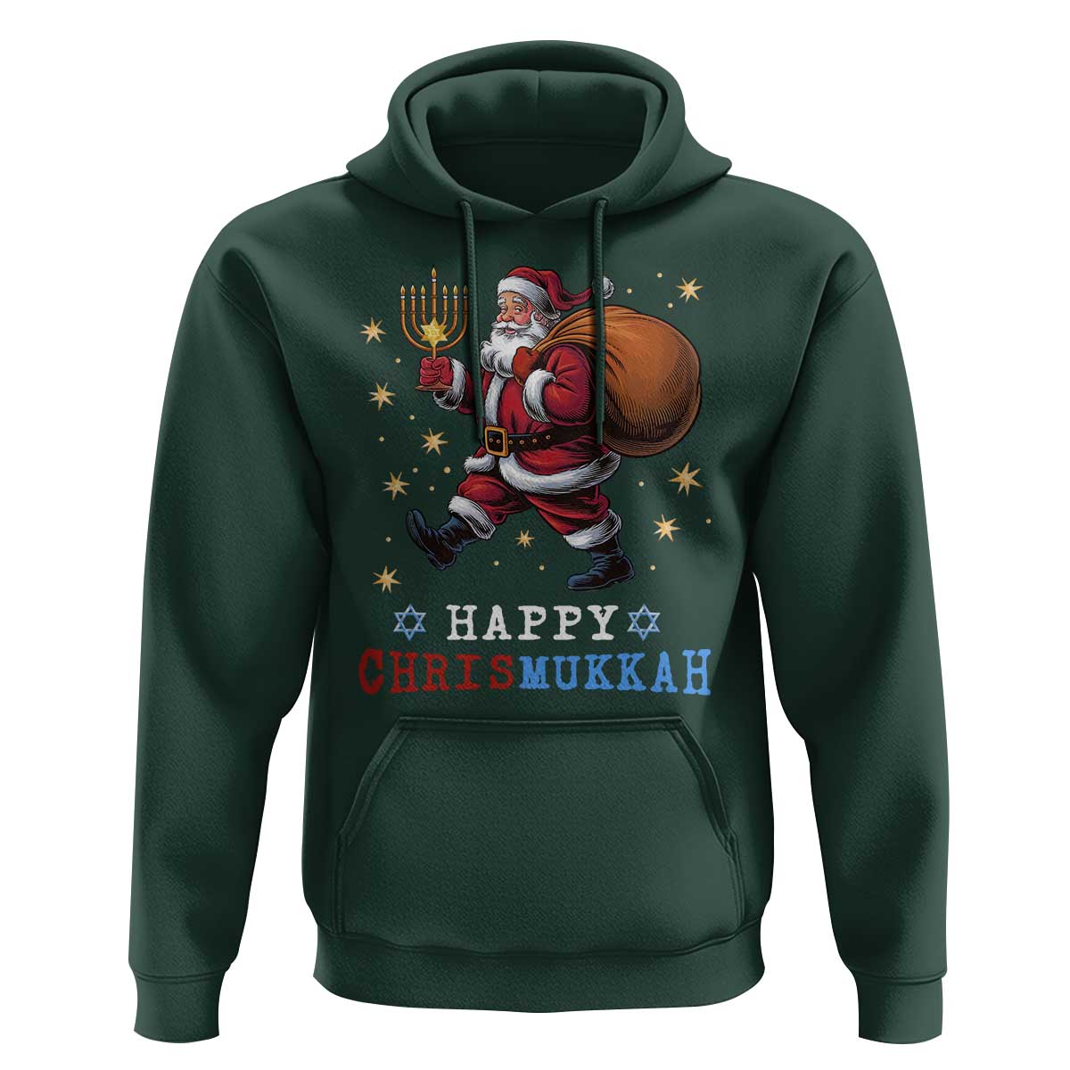 Funny Christmas Hanukkah Hoodie Happy Chrismukkah Santa Menorah