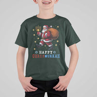 Funny Christmas Hanukkah T Shirt For Kid Happy Chrismukkah Santa Menorah - Wonder Print Shop