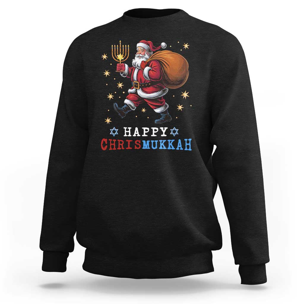 Funny Christmas Hanukkah Sweatshirt Happy Chrismukkah Santa Menorah - Wonder Print Shop