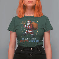 Funny Christmas Hanukkah T Shirt For Women Happy Chrismukkah Santa Menorah - Wonder Print Shop