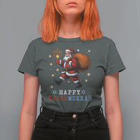 Funny Christmas Hanukkah T Shirt For Women Happy Chrismukkah Santa Menorah - Wonder Print Shop