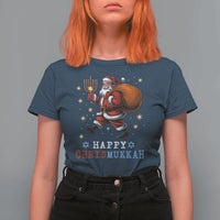 Funny Christmas Hanukkah T Shirt For Women Happy Chrismukkah Santa Menorah - Wonder Print Shop