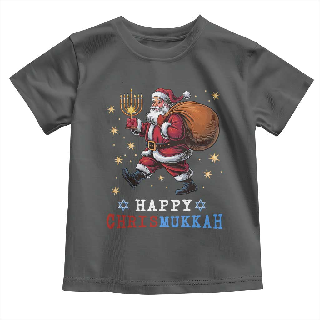 Funny Christmas Hanukkah Toddler T Shirt Happy Chrismukkah Santa Menorah