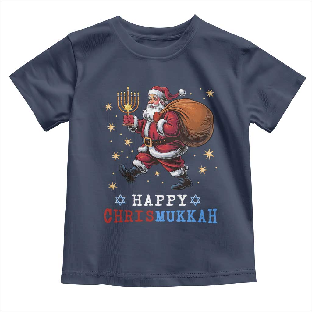 Funny Christmas Hanukkah Toddler T Shirt Happy Chrismukkah Santa Menorah