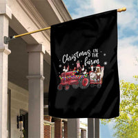 Funny Christmas On The Farm Garden Flag Vintage Red Tractor Livestock - Wonder Print Shop