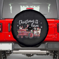 Funny Christmas On The Farm Spare Tire Cover Vintage Red Tractor Livestock - Wonder Print Shop