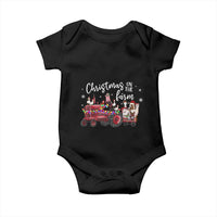 Funny Christmas On The Farm Baby Onesie Vintage Red Tractor Livestock - Wonder Print Shop