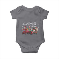 Funny Christmas On The Farm Baby Onesie Vintage Red Tractor Livestock - Wonder Print Shop
