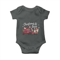 Funny Christmas On The Farm Baby Onesie Vintage Red Tractor Livestock - Wonder Print Shop