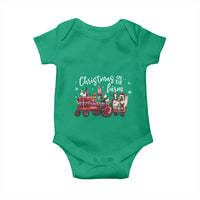 Funny Christmas On The Farm Baby Onesie Vintage Red Tractor Livestock - Wonder Print Shop
