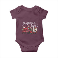 Funny Christmas On The Farm Baby Onesie Vintage Red Tractor Livestock - Wonder Print Shop