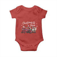 Funny Christmas On The Farm Baby Onesie Vintage Red Tractor Livestock - Wonder Print Shop