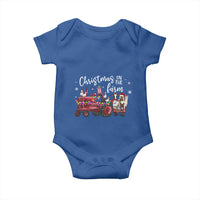 Funny Christmas On The Farm Baby Onesie Vintage Red Tractor Livestock - Wonder Print Shop
